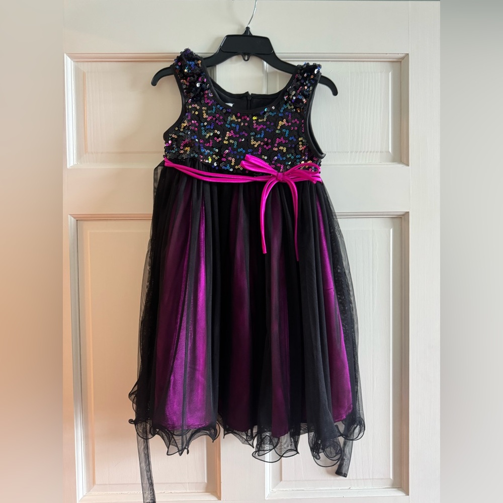Bonnie Jean Black and Pink Sequin Dress